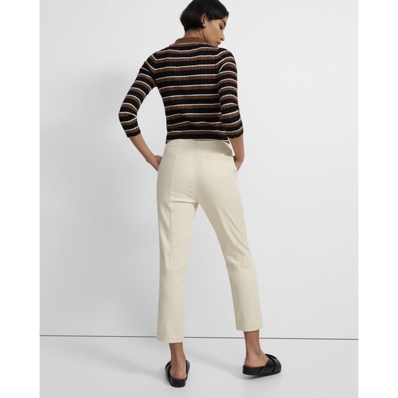 Theory Treeca Pant In Cotton Twill Ecru - Picture 4 of 13